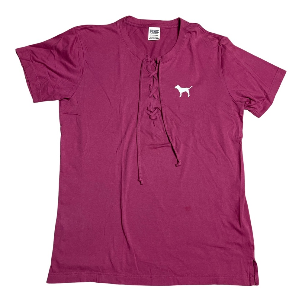 PINK | Tie front T-Shirt Size S